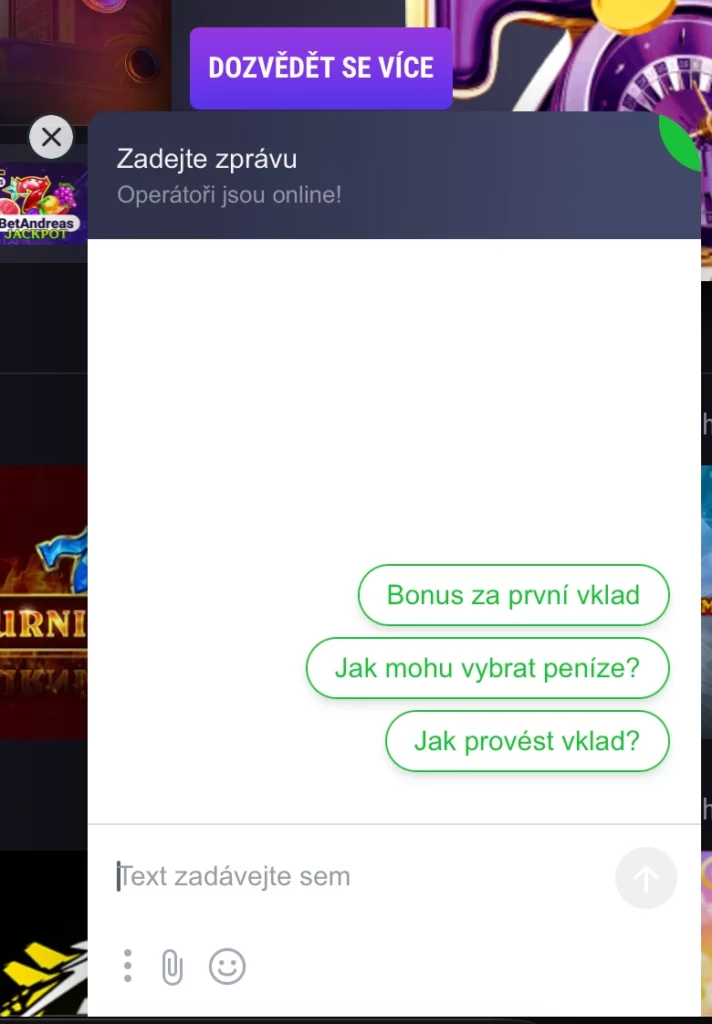 Kontaktování podpory společnosti Betandreas
